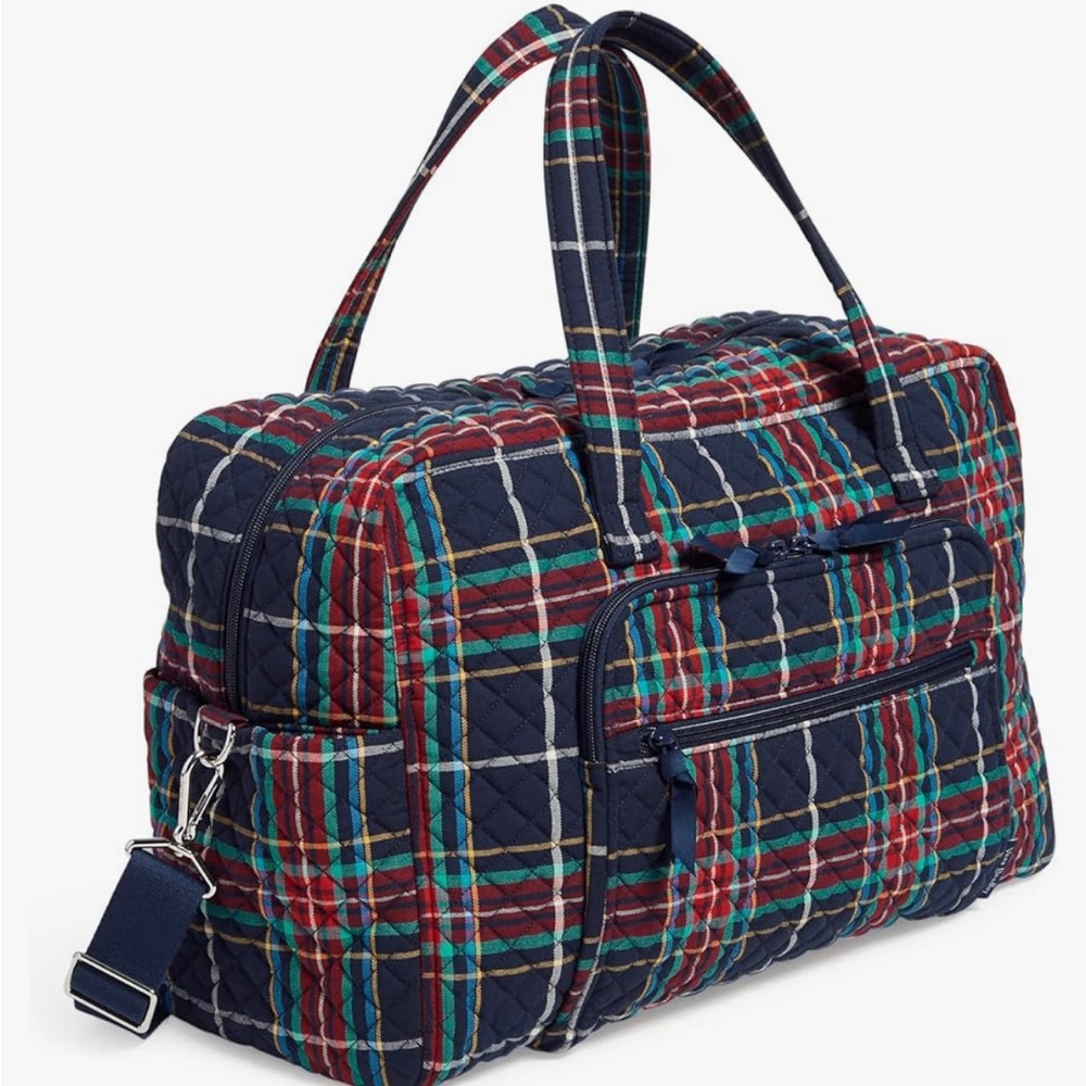 Vera Bradley Women's Cotton Weekender Travel Bag, Tartan Plaid, NWT